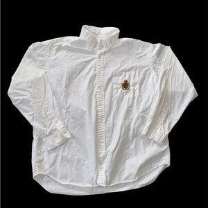 Vintage Polo Ralph Lauren Crest Logo Oxford Button Down Shirt White XXL Blaire